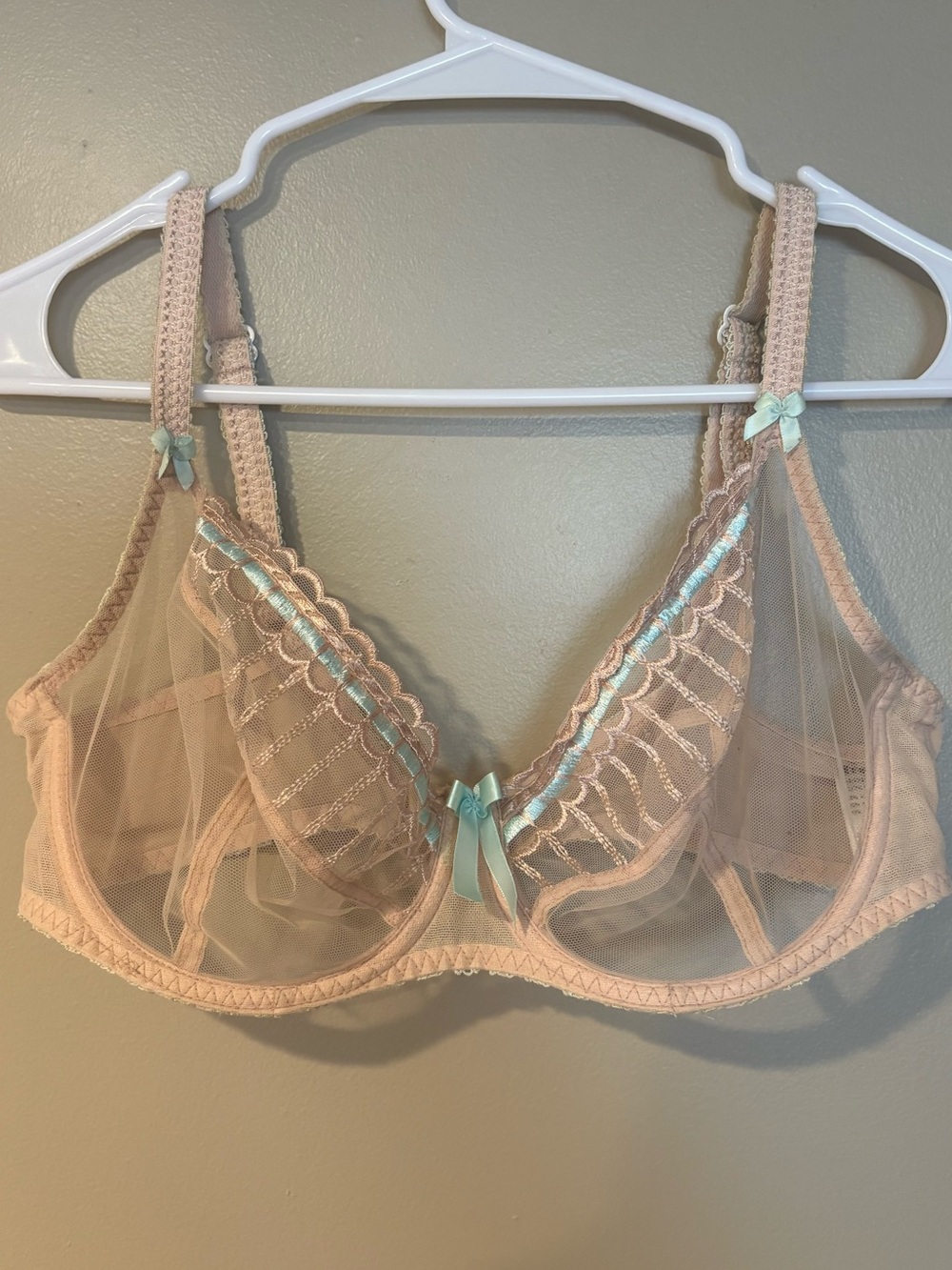 FREYA sheer nude lace mermaidcore coquette blush pink bra fairy tiffany blue
